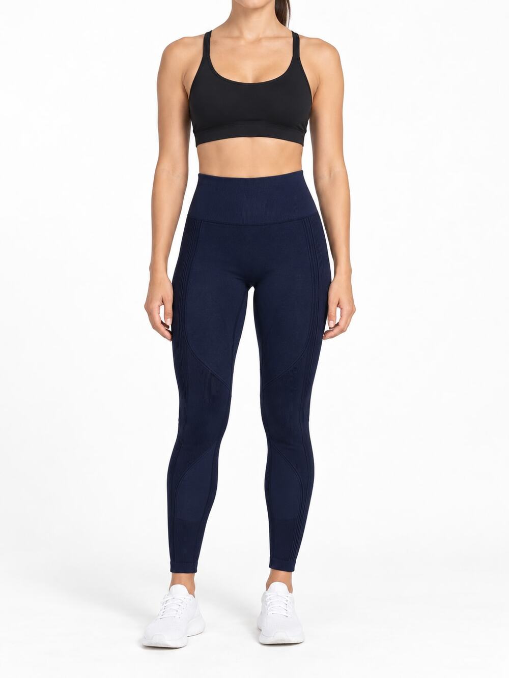 ALALA Barre Seamless Tight Leggings Women's Navy Nylon Small Ribbed High Rise